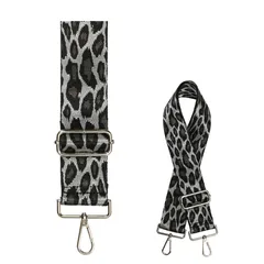 【新品・未使用】 ショルダーストラップ レディース 太め 長さ調節可能 バッグ用 かわいい おしゃれ 軽量 付け替え 幅広 柄 ショルダーベルト 単品 幅広い ストラップ 個性的 鞄 バッグ ヒョウGY/SV 模様 派手 ホワイト 450-294-CPM1