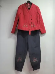 66) 花 刺繍 キルティング 部屋着 上下セット