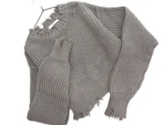 SLY スライ ダメージ加工 ニット セーター sizeF/グレー ◇■ レディース