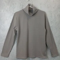 レディースLL ストレッチリブタートルネックTシャツ 長袖 グレー ◇〇