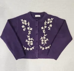 パープルカラー 刺繍カーディガン ㅣ Free