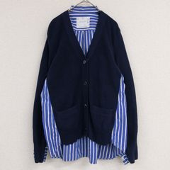 sacai サカイ ニット カーディガン 裾ドローコード 異素材切替 sacai サカイ カーディガン シャツ ストライプ 切替 異素材 ドッキング