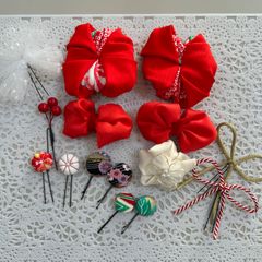 A05 七五三 着物リメイク 髪飾り ヘッドドレス リボン 前撮り 撮影 赤