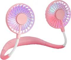 CAWKAY ハンズフリー 首掛け扇風機 ポータブル ネッククーラー USB充電式 熱中症対策 通勤通学 オフィス 花火大会 旅行 (ピンク,  04.2019モデル)