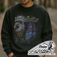 Indian Motocycle インディアン スウェット トレーナー メンズ レディース sweat printed プリント ブランド IC-3009 7986582 (Vintageブラック)