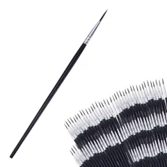 筆セット ペイントブラシ 面相筆 極細 握りやすい 使い分け 塗装 カラーリング 100本セット (ブラック)