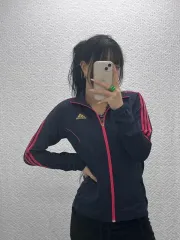 アディダス Y2K 00's グリッター 3本線 ジャージ ジップアップ M C08280