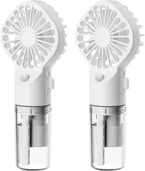CAWKAY ハンディファン 2個セット 小型 扇風機 加湿 携帯 ミスト 霧吹き 熱中症対策 暑さ対策 冷風 アウトドア スポーツ観戦 (ホワイト 2個セット)