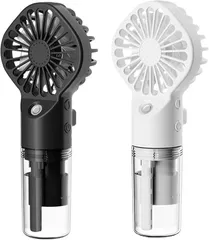 CAWKAY ハンディファン 2個セット 小型 扇風機 加湿 携帯 ミスト 霧吹き 熱中症対策 暑さ対策 冷風 アウトドア スポーツ観戦 (ホワイト・ブラック2個セット)