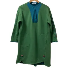 良品 Jocomomola ホコモモラ 刺繍デザイン スウェットワンピース 40 グリーン レディース 古着 中古 USED