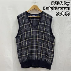 ポロバイラルフローレン 90年代 ビンテージ ナイガイ期 チェック柄 コットン ニット ベスト 90s VINTAGE メンズ L ISItems【USED】【古着】【中古】50150784