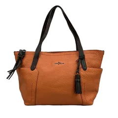 COLE HAAN(コールハーン) ショルダーバッグ - オレンジ×ダークブラウン レザー