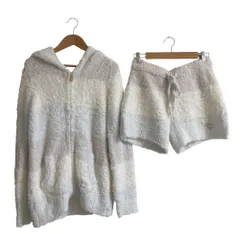 美品 gelato pique ジェラートピケ ジェラートボーダーパーカー ショートパンツ セットアップ フリーサイズ オフホワイト レディース 古着 中古 USED