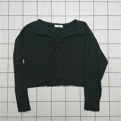 ◇ Θ ディスコート Discoat レースアップリブニットカットソー ブラック系 レディース F E  【1512020002197】