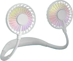 CAWKAY ハンズフリー 首掛け扇風機 ポータブル ネッククーラー USB充電式 熱中症対策 通勤通学 オフィス 花火大会 旅行 (ホワイト,  04.2019モデル)