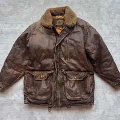 B'SPARE 牛革 レザージャケット Lサイズ ブラウン ボア襟 ヴィンテージ