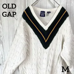 OLD GAP オールドギャップ ニットセーター メンズM ホワイト 白 飾り編み ケーブルニット 立体デザイン ヴィンテージ 古着 定番 人気 クラシック アメカジ シンプル 大人カジュアル 秋冬 防寒 25-383