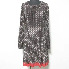 美品 To b. by agnes b. トゥービーバイアニエスベー レトロプリント 襟付き ワンピース 1595A796 38 ブラック レディース 古着 中古 USED