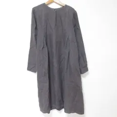 美品 nest Robe ネストローブ リネン 長袖 ロングワンピース グレー レディース 古着 中古 USED
