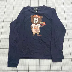 ◇ ⊇ ビームス BEAMS T ベアプリント長袖Tシャツ ネイビー系 メンズ M E  【1512190002881】