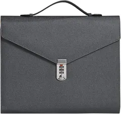 CAWKAY ビジネスバッグ 鍵付き ダイヤル式 キャリングケース ファイル セキュリティ 重要書類 機密情報 書類収納 オフィス 会議 (ダークグレー)