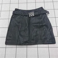◇ Θ ダーリッチ Darich レザー ミニスカート ベルト付き ブラック系 M レディース E  【1512190003307】