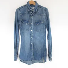 美品 REMI RELIEF レミレリーフ 長袖 デニム ウエスタンシャツ サイズS ブルー レディース 古着 中古 USED
