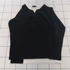 ◇ ⊇ タカキュー TAKAKQ ベロア切替長袖カットソー ブラック系 メンズ Mサイズ E  【1512190003550】のサムネイル