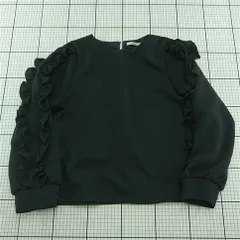 ◇ Θ オペークドットクリップ OPAQUE.CLIP フリルスリーブブラウス ブラック系 レディース L E  【1512190005172】