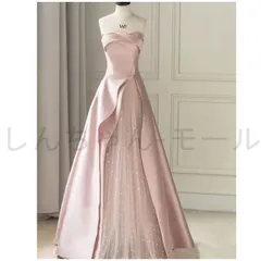 【新品未使用】2025新作 カラードレス ピンク カクテルドレス ロングドレス パーティードレス サテン 発表会 演奏会 ステージドレス イブニ