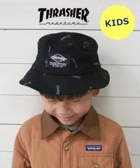 THRASHER スラッシャー キッズ GONZ 総柄ツイル バケットハット 21TH-H60K 子供 帽子 ハット 男の子 女の子 秋 冬 秋冬