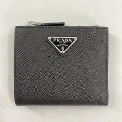 【中古】PRADA 二つ折り財布 2ML049 サフィアーノ ブラック プラダ[10]
