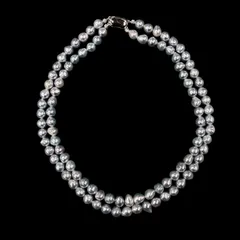 グレーパール 2連 ネックレス シルバー留め具 SILVER刻印 ヴィンテージ