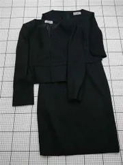 ◇ Θ レミュー LES MUES Femme ノーカラージャケット＆ワンピースセット ブラック系 7号 レディース E  【1512220084306】