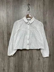 ZARA ザラ 長袖 刺繍 レース 花柄 ブラウス シャツ sizeL/黒 ■◆ レディース