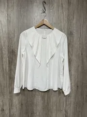 NATURAL BEAUTY BASIC ナチュラルビューティーベーシック ラッフルショルダーメタルブラウス ブラウス シャツ sizeM/白 ■◇ レディース