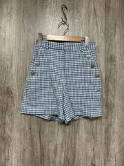 ZARA ザラ チェック柄 ショート パンツ sizeXS/白ｘ青 ■◆ レディース