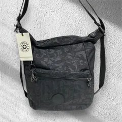 F-015-290　未使用　Kipling キプリングショルダーバッグ　ハンドバッグ　肩がけバッグ 　2way ポケット多数　チャーム付き モンキー　ゴリラ    ブラック