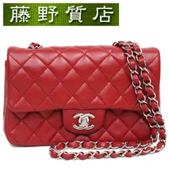 シャネル CHANEL ミニマトラッセ チェーン ショルダーバッグ 斜め掛け ヴィンテージ 赤 シルバー金具 ミニバッグ ラムスキン ココマーク チェーンバッグ 中古品 肩掛けバッグ クロスボディバッグ レッド ブランドバッグ 8251