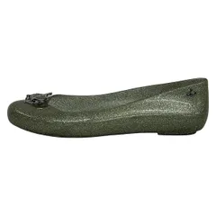 ヴィヴィアンウエストウッドアクセサリーズ フラットシューズ 24 レディース美品  - カーキ×シルバー ラメ/ハチ/オーブ/melissaコラボ