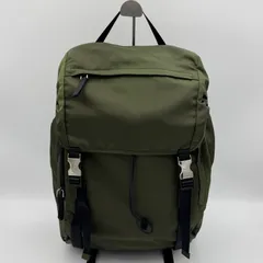 PRADA プラダ リュック デイパック バックパック ロゴプレート ナイロン カーキ オリーブ シルバー金具 メンズ レディース