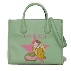 GUCCI グッチ ばなにゃ スモール トート バナナ イエロー 猫 ネコ 桜餅 スター 星 ピンク 2WAY ショルダーバッグ ロゴ ミントグリーン トートバッグ 659983