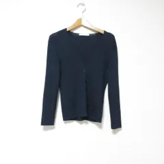 美品 ANAYI アナイ アセテートポリエステルVネックカーディガン 38 ネイビー レディース 古着 中古 USED