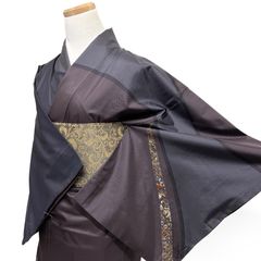 大島紬 付け下げ スワトウ刺繍 金糸 花 七宝 紋無し 着物 013b d ms 