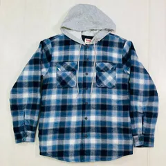 Wrangler ラングラー CPO レイヤード ネルシャツ フーディ 裏地キルティング オンブレ シャドウチェック ブルー系 Sサイズ