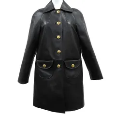 セリーヌ CELINE アウター クロディーヌ カラーコート ラムスキン レーヨン ブラック 34 ゴールド金具 黒 ステンカラー ジャケット 新品 未使用  2D561583C.38NO【中古】