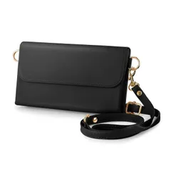 スマホショルダーポーチ ブラック シンプル 横型 レザー スマホ ショルダー ポーチ ケース バッグ PUレザー 合皮 ファスナー ポケット SHOULTY MULTI POUCH マルチタイプ LN-SSP02BK 【定形外郵便にて発送】【10日以内発送】