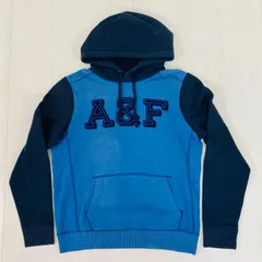 00s 10s vintage Abercrombie&Fitch 裏起毛 フードパーカー A&F Sサイズ ブルー系