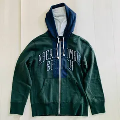 USA Vintage Abercrombie&Fitch ダメージ加工 フルジップパーカー  XSサイズ グリーン系 グランジ