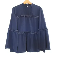 美品 Paul Smith PS ポールスミス 長袖 フリルブラウス カットソー 40 ネイビー レディース 古着 中古 USED